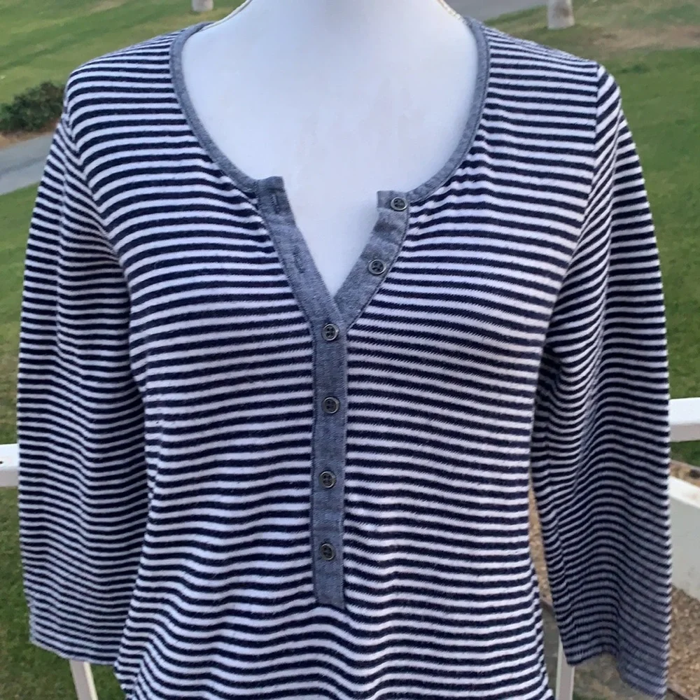 Anthropologie Postmark blue and white strip midi dress large - Picture 5 of 9